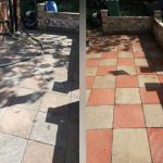 before and after pressure washed patio