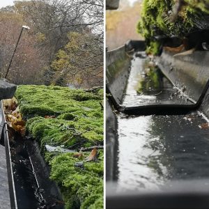 blocked gutters on a house