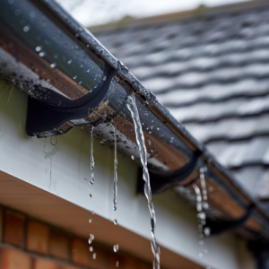 water leaking out of a gutter