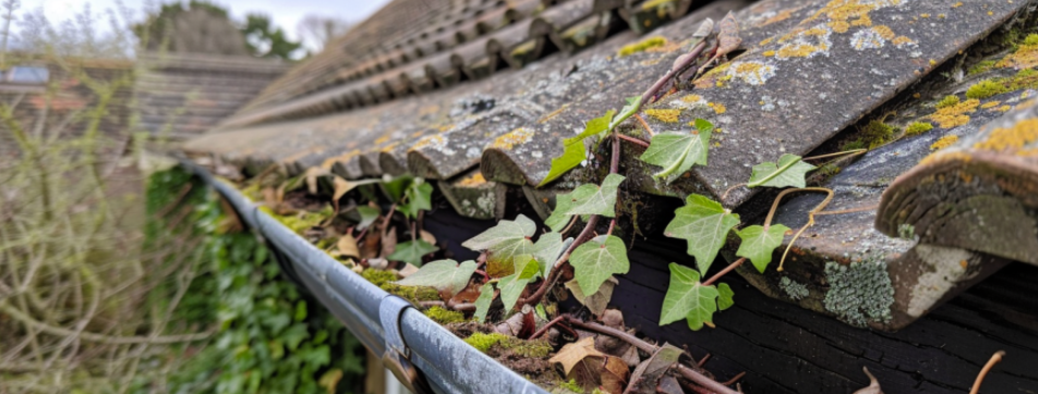 leaves in house gutter