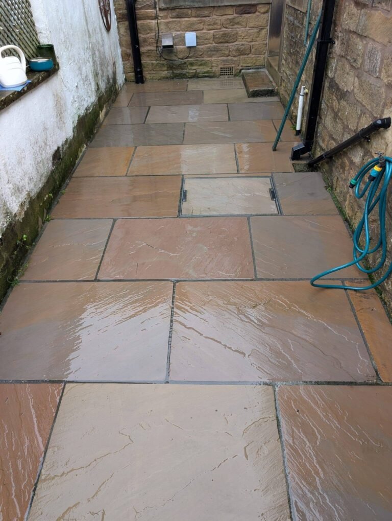 Freshly pressure-washed pathway in Lancashire